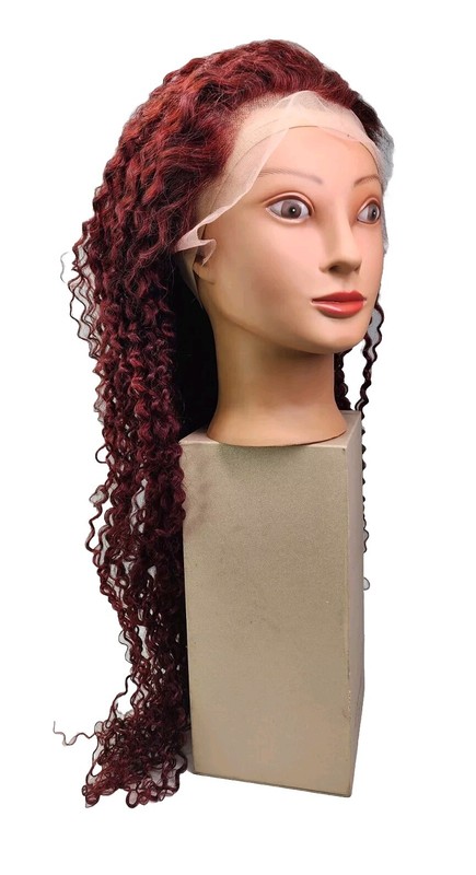 ZLike 28in. Reddish Brown Sleek Wet Look Curly Transparent Lace Front 13×4 Wig