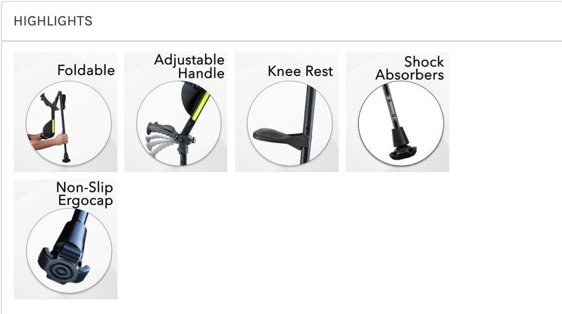 Ergobaum 7G Ergonomic Crutches, Adjustable From 5' to 6'6'' (1 Pair) gallery