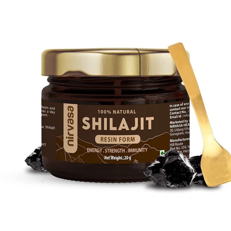 Pure 100% Himalayan Shilajit Resin | 20 Gram Jar (60 Servings) + Measuring Spoon