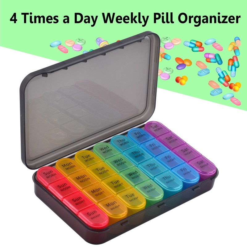 2 Pack Weekly Pill Organizer 4 Times a Day,Portable Travel Pill Container Case gallery