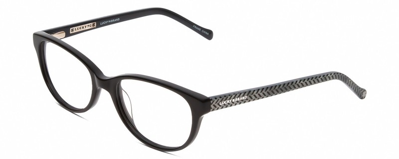 Lucky Brand D701 Womens Oval Full Rim Designer Reading Glasses Gloss Black 49 mm