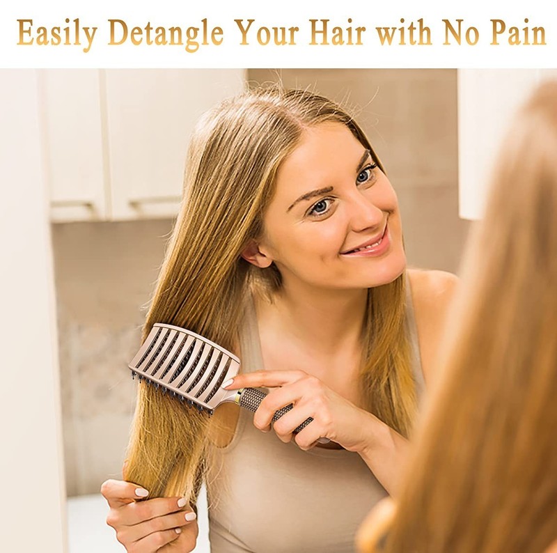 Pain-Free Gold Detangling Brush - Ideal for All Hair Types & Tangle-Free Beauty gallery