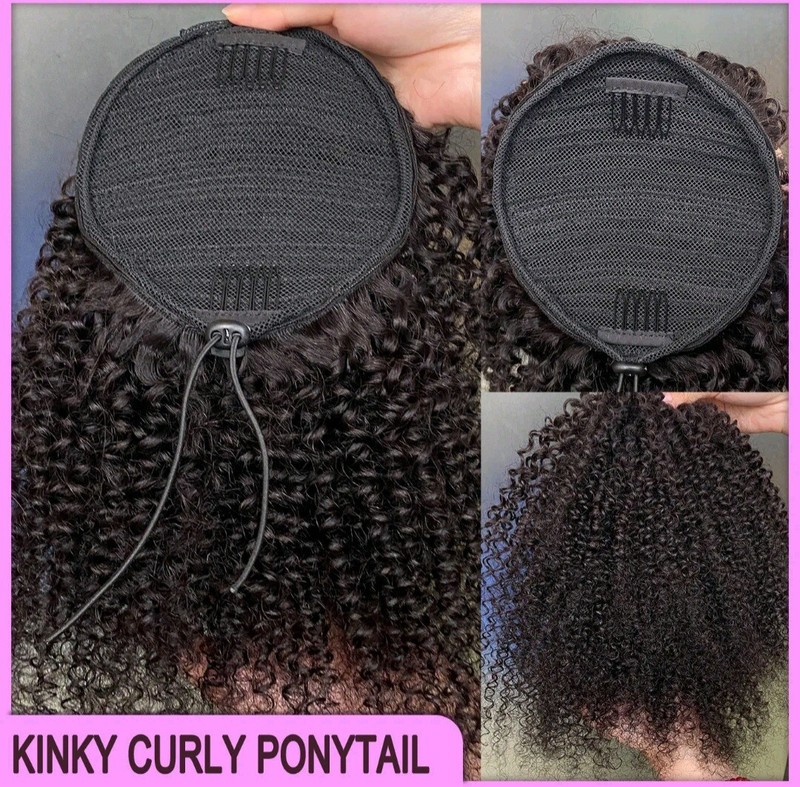 16INCH AFRO KINKY CURL DRAWSTRING PONYTAIL HAIR BRAZILIAN VIRGIN HUMAN HAIR 12A
