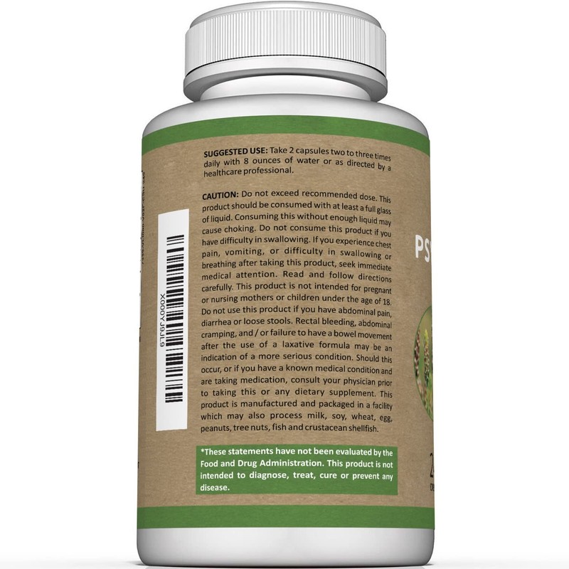 Psyllium Husk Fiber Supplement 1450mg - 240 Capsules for Digestive Health gallery