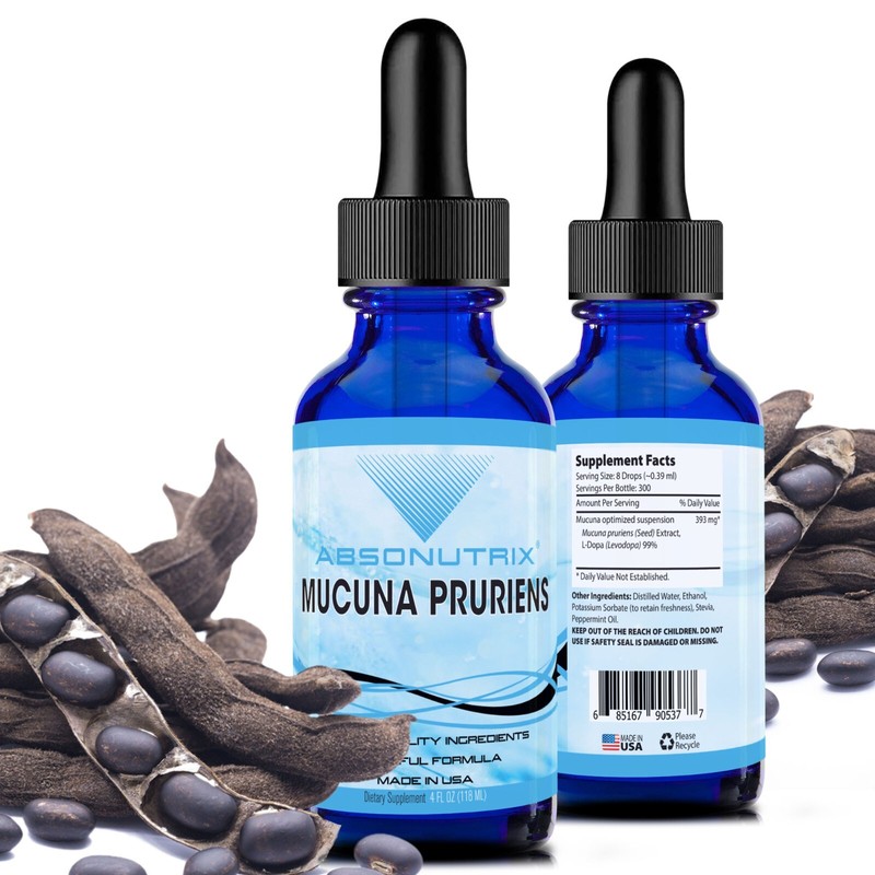 Absonutrix Mucuna Pruriens 393mg, 4 Oz Liquid, 300 Servings, Made in USA