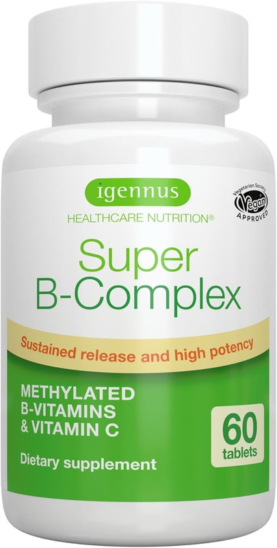 Igennus Super B-Complex Methylated B Vitamins, All Day Nutrient Delivery, Clean