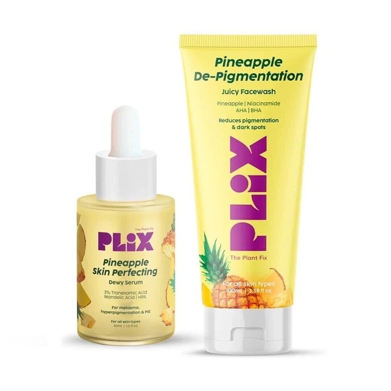 PLIX – THE PLANT FIX 5% Pineapple Foaming Face Wash And Serum Combo 100gm + 30ML