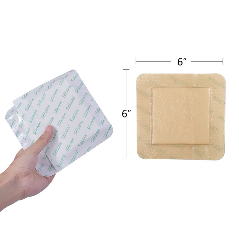 Silicone Foam Dressing with Border Adhesive Waterproof 6"X6"(15 X15cm) For Wound gallery