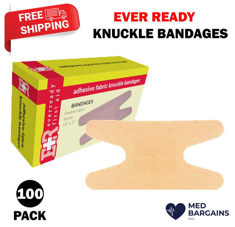 Ever Ready First Aid Adhesive Bandages Flexible Fabric for Knuckle – 100 Pack