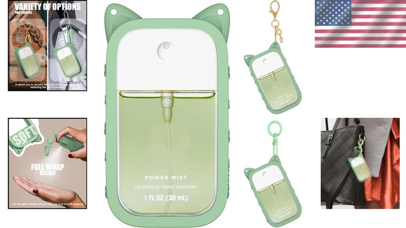 Stylish Touchland Hand Sanitizer Silicone Case with Dual Keychains and Pet Ears gallery