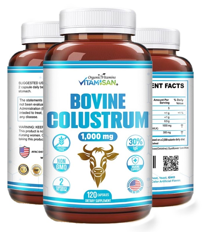 Bovine Colostrum Supplement - 30% IgG Lactoferrin, Immune Support (2 Pack) 240 c gallery