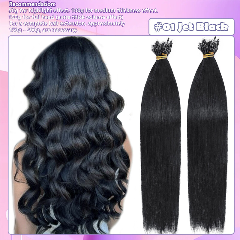 Nano Ring Rings Loop Beads 100% Human Remy Hair Extensions Full Head THICK 1Gram