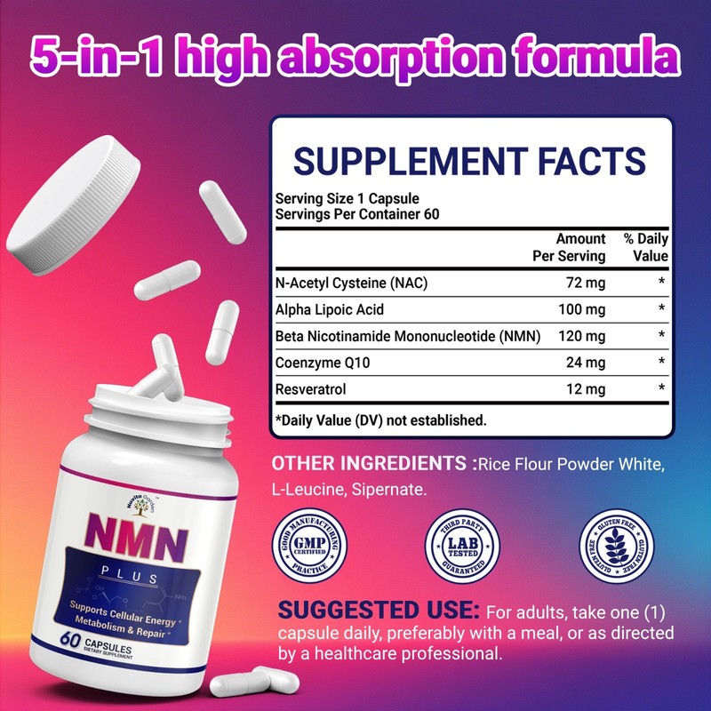 Beta Nicotinamide 120mg + Resveratrol 120 Capsules for Anti-Aging gallery