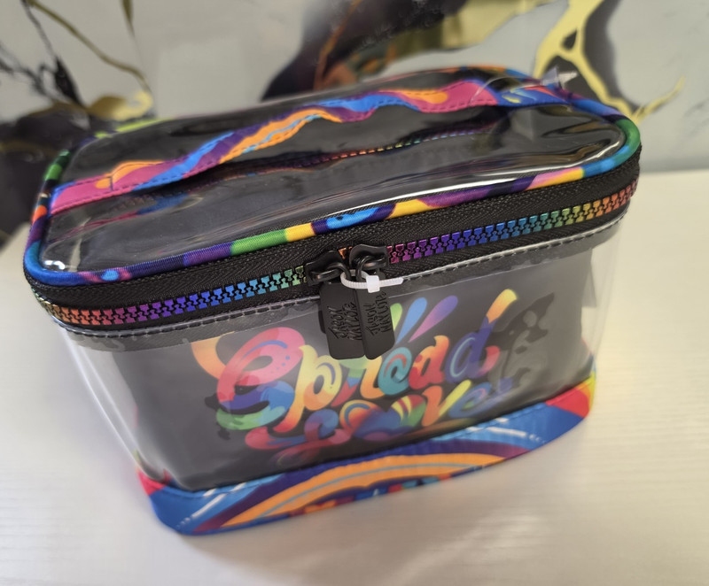 Jason Wu Clear Multicolor Plastic Makeup Case w/ Zipper Handle 8x5x5 in