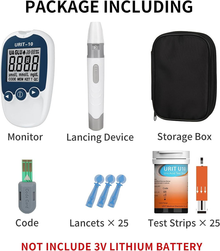 URIT-10 2 in1 Uric Acid Meter Blood Glucose Monitor Test Strips and Fast Results