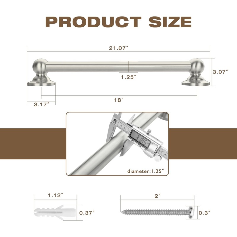 Raemnaky Anti Slip Shower Grab Bar Safety Bathroom Assist Handle Ada Compliant gallery