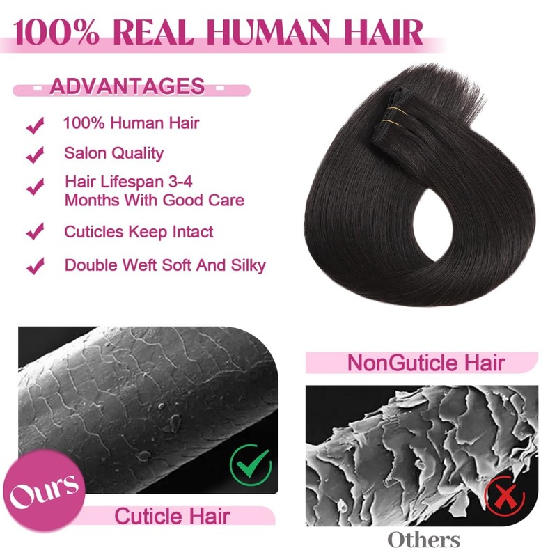 Poginja Clip In Hair Extensions Real Human Hair 20 Inch 105G 100 Remy Human gallery
