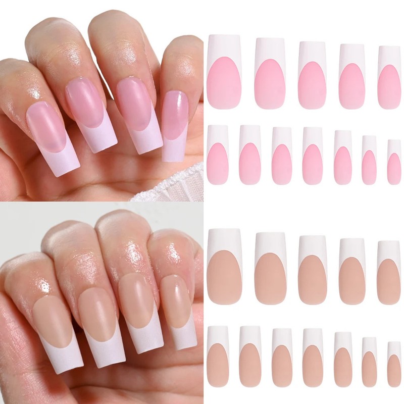 120Pcs Mixed Size Medium Long Square French Press on Nails Full Cover Wearable gallery