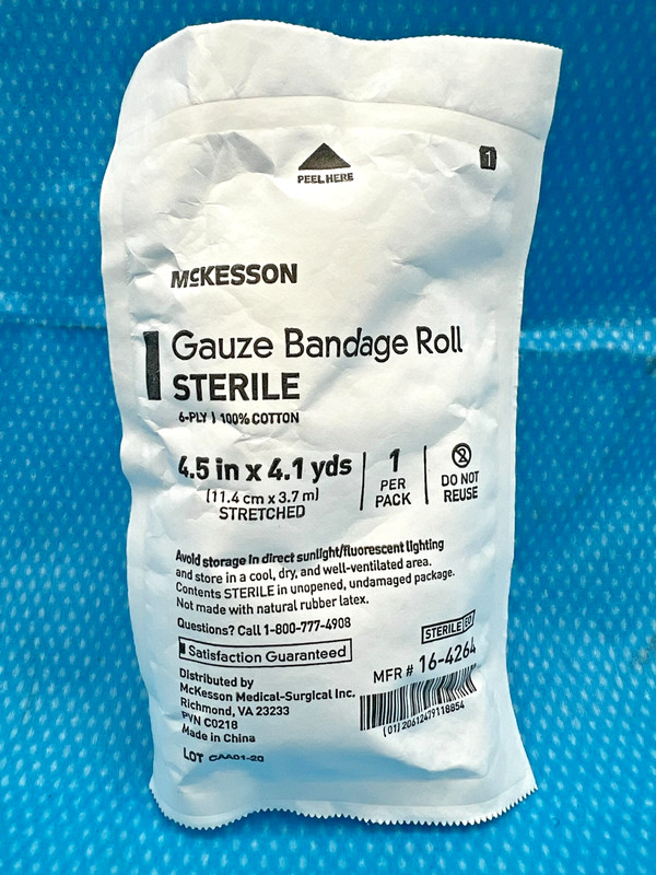 McKesson White Fluff Bandage Roll Sterile 4.5″ x 4.1 Yd 16-4264 100 per Case