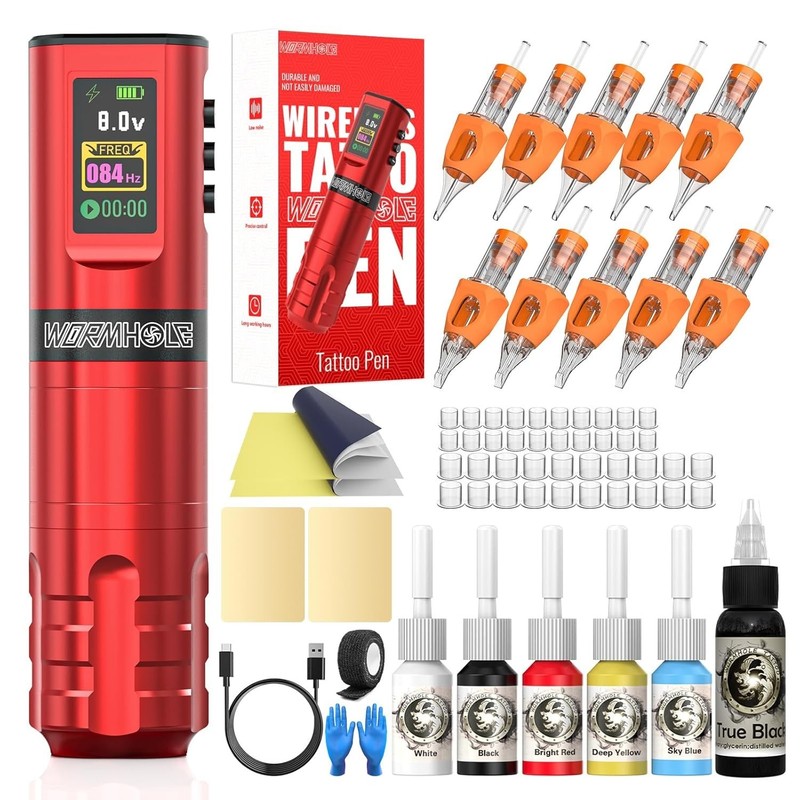 Wormhole Professional Wireless Tattoo Kit – Complete Set with 1800mAh Battery gallery