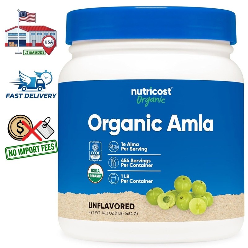 Polvo de Amla Orgánico, 454 Porciones (1 Libra, Sin Sabor)