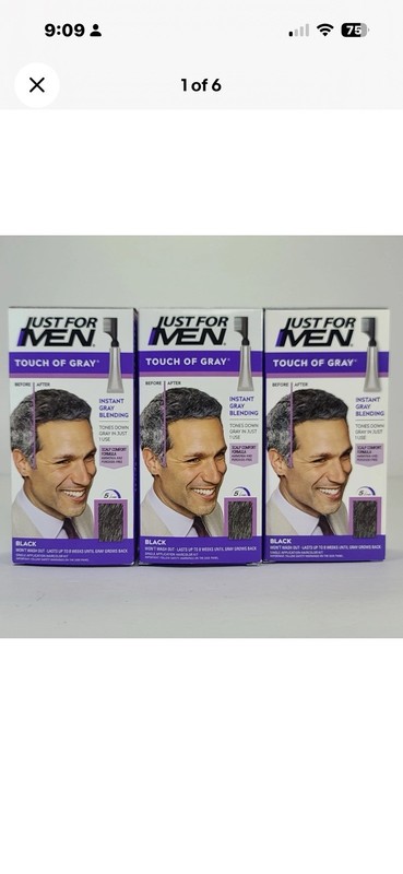 3x Just for Men Touch of Gray No Mix Easy Comb-In Hair Color Kit T-55 Black