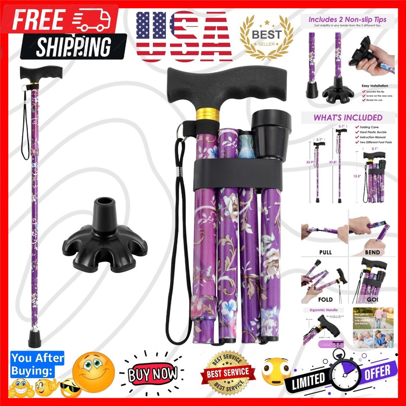 Adjustable Lightweight Walking Cane for Men & Women – Stylish Purple Design