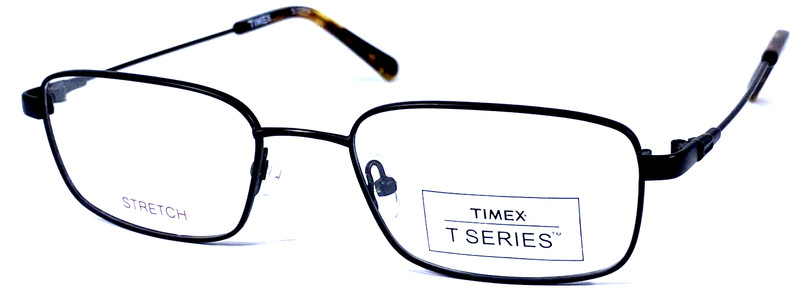 TIMEX T-SERIES 5:37PM Black Matte/Brown Eyeglasses Frame 52-19-140