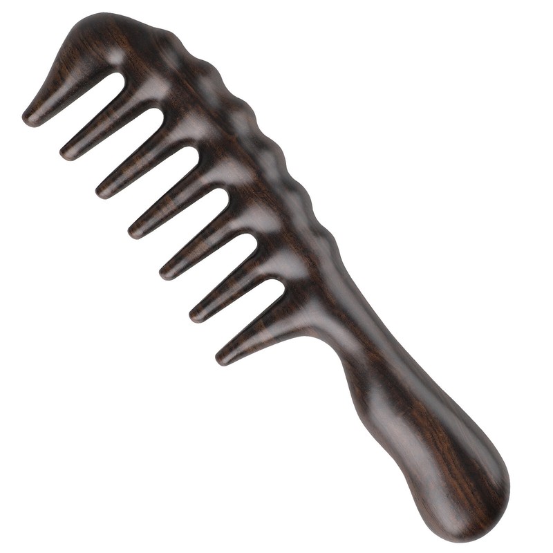 Onedor Handmade 100% Natural Sandalwood Hair Wooden Extra Wide Tooth Thick Comb