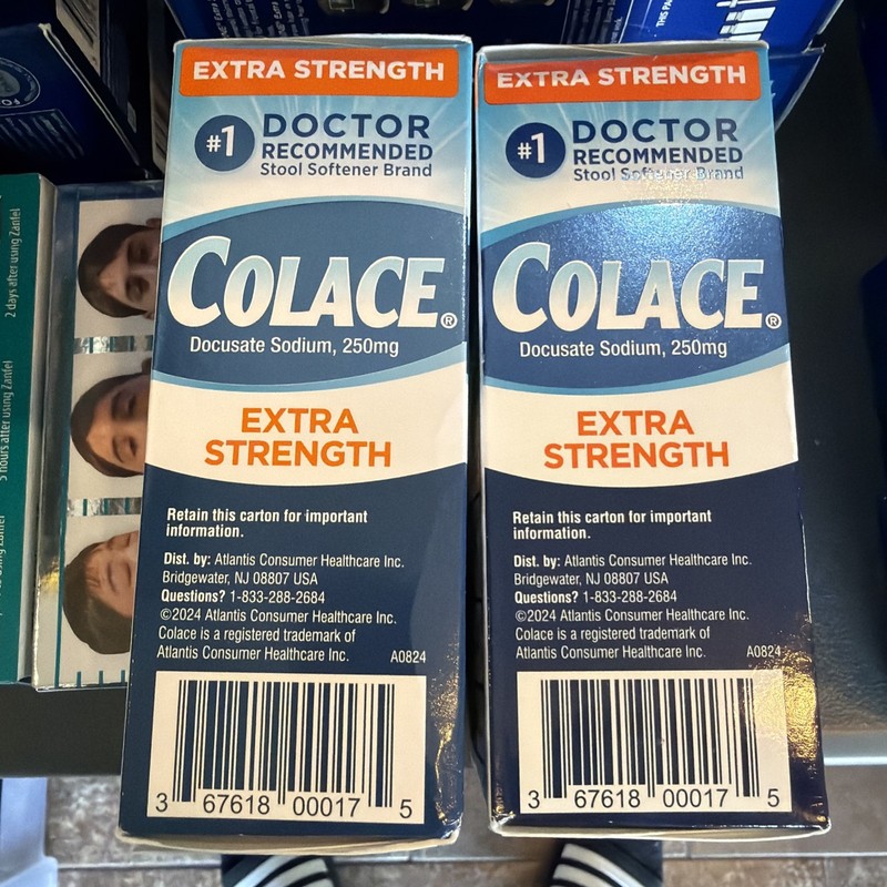 Colace Extra Strength Stool Softener 250 mg 60 Soft Gels Exp 02/27 Lot2 Box Dam