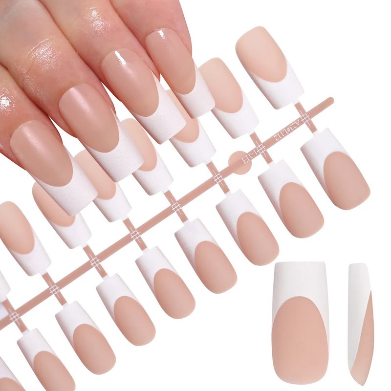 120Pcs Mixed Size Medium Long Square French Press on Nails Full Cover Wearable gallery