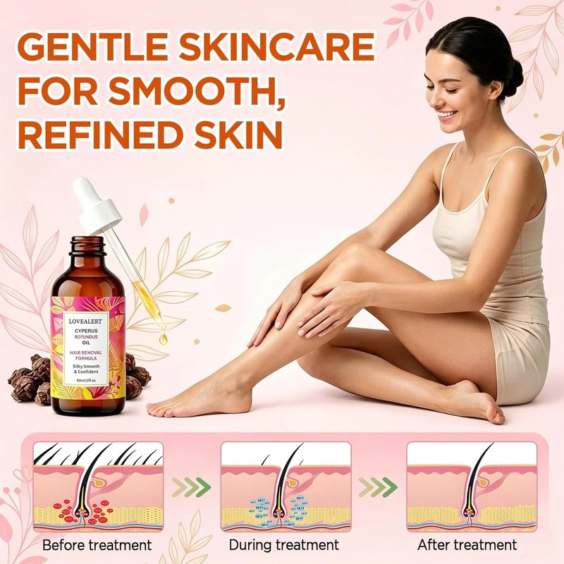 2PCS Cyperus Rotundus Oil by Caramela Beauty, Natural Hair Removal Formula, 60ml