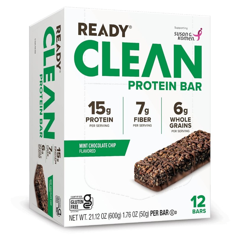 Ready® Protein Bars – High-Protein Snack with 15g, Mint Chocolate Chip 12 Pack