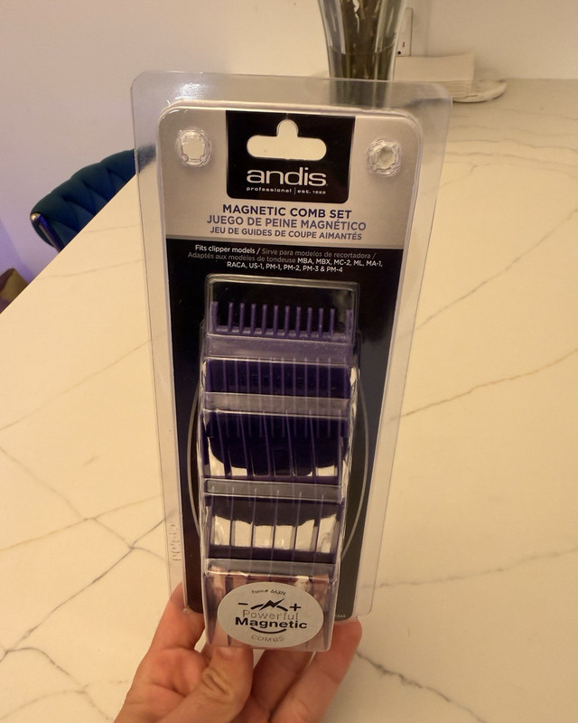 Andis Professional Magnetic Clipper Comb Set – Purple – 5 Piece Kit