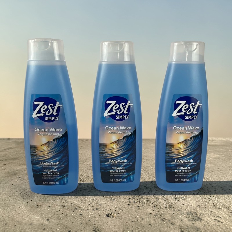 Zest Simply Ocean Wave Body Wash 15.2 oz Pack of 3 New Fresh