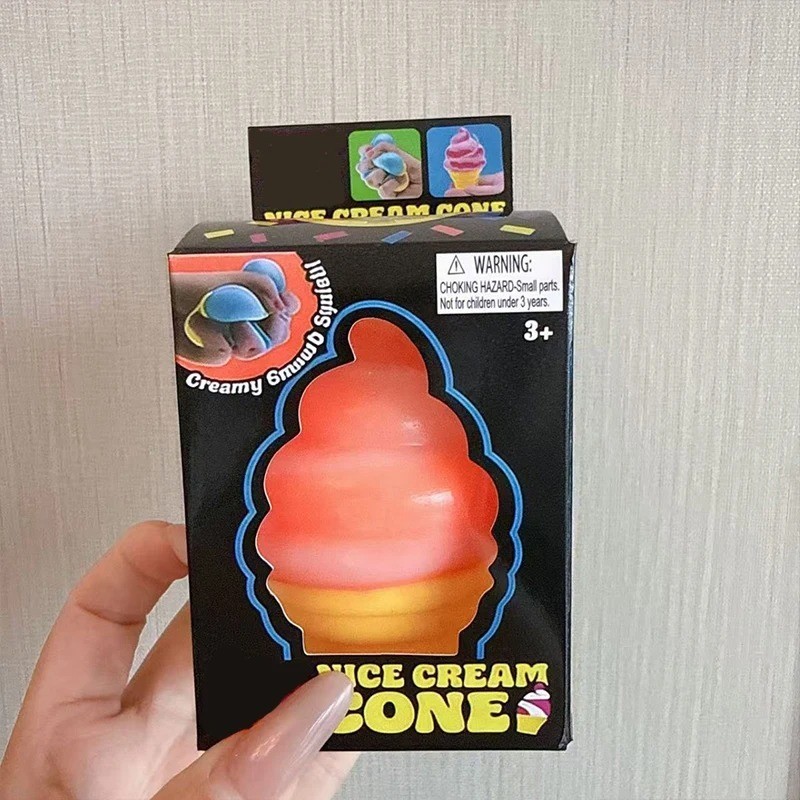 Orange NeeDoh NICE CREAM CONE Ice Cream Swirl Squishy Toy NEE DOH Stress Ball