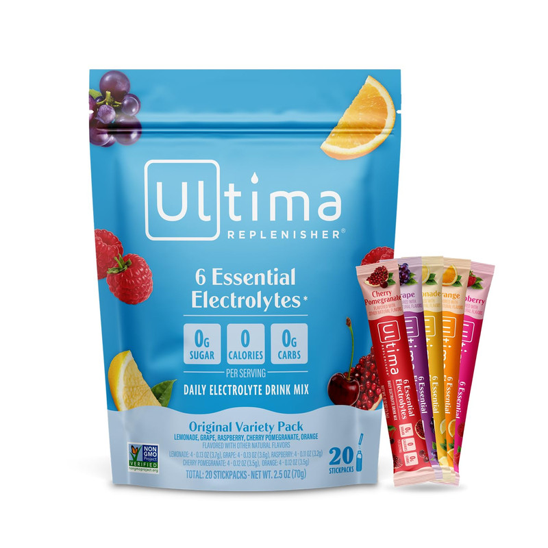 Ultima Replenisher Daily Electrolyte Powder Drink Mix Sugar Original Variety 20
