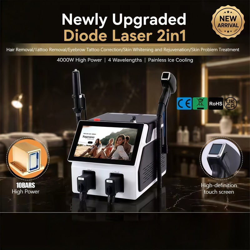 2 IN 1 808nm Hair Removal Diode Laser & Picosecond Laser Tattoo Removal Machine