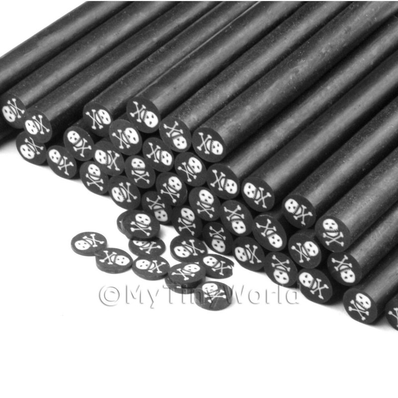 4 x Handmade Skull and Crossbones Nail Art Cane