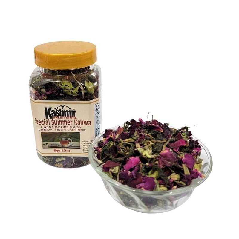 50g Summer Kahwa Tea – Natural Herbal Detox with Rose, Saffron & Cardamom.