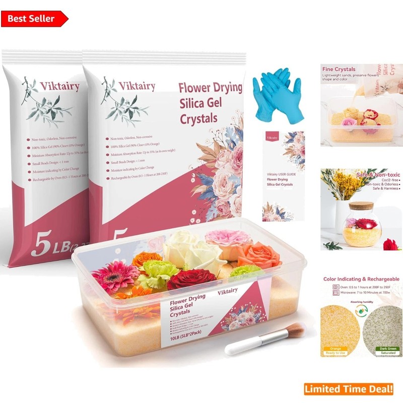 DIY Wedding Bouquet Preservation Set – 10 lbs Silica Gel with Brush & Container