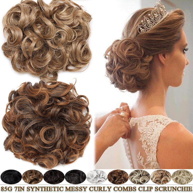 Thick As Human Messy Bun Clip Hair Extensions Curly Scrunchie Updo Chignon Combs gallery