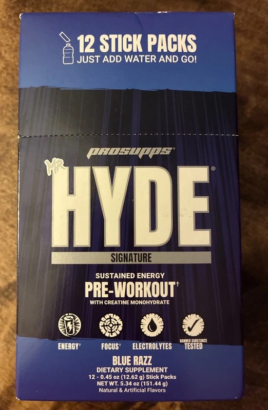 Mr. Hyde Signature Sustained Energy Pre-Workout Blue Razz 12 Stick Pack