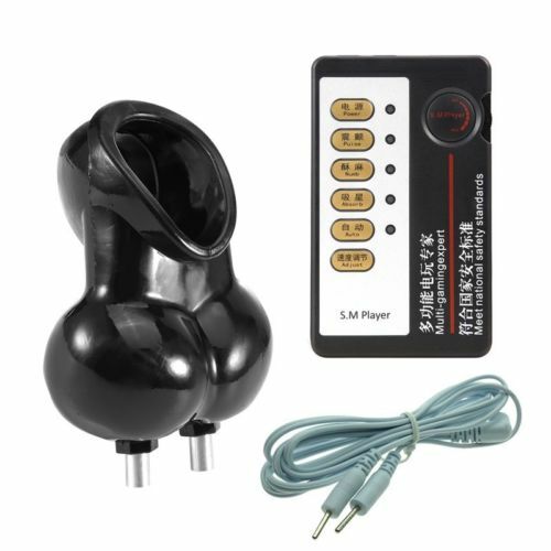 Male E-Stim Penis Cock Ring Cage Ball Stretcher Nipple Clamps Sex Toys BDSM gallery