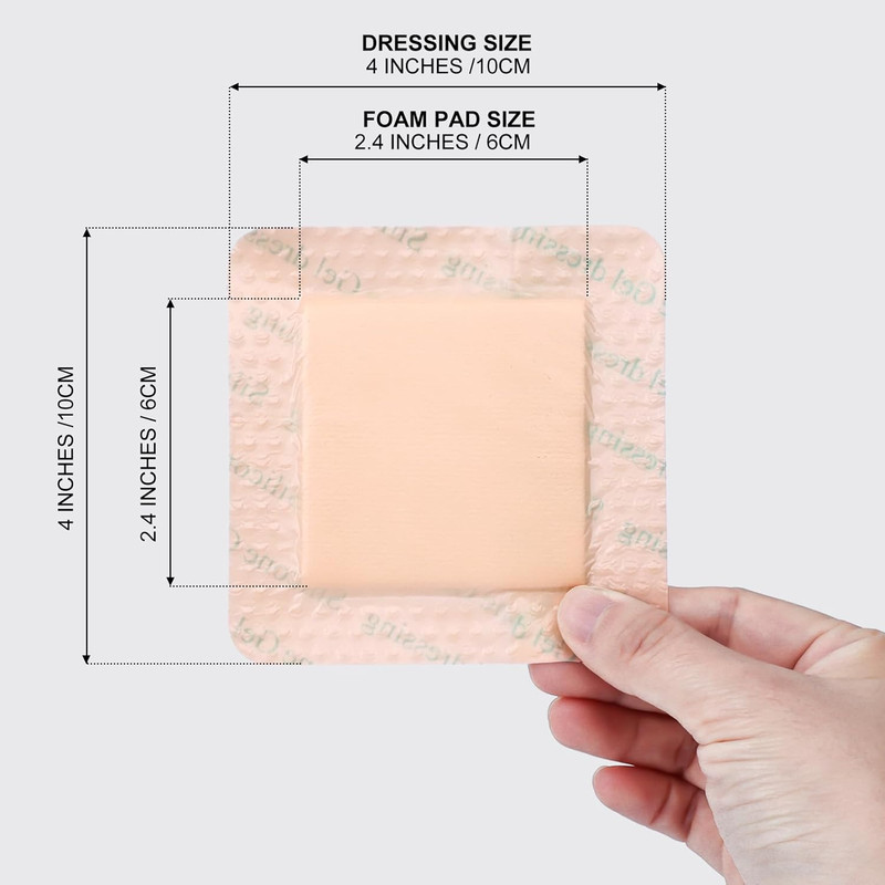 20Pcs Silicone Foam Dressing 4X4 Gentle Border, Waterproof Silicone Bandages for gallery