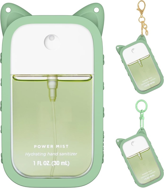 Stylish Touchland Hand Sanitizer Silicone Case with Dual Keychains and Pet Ears gallery