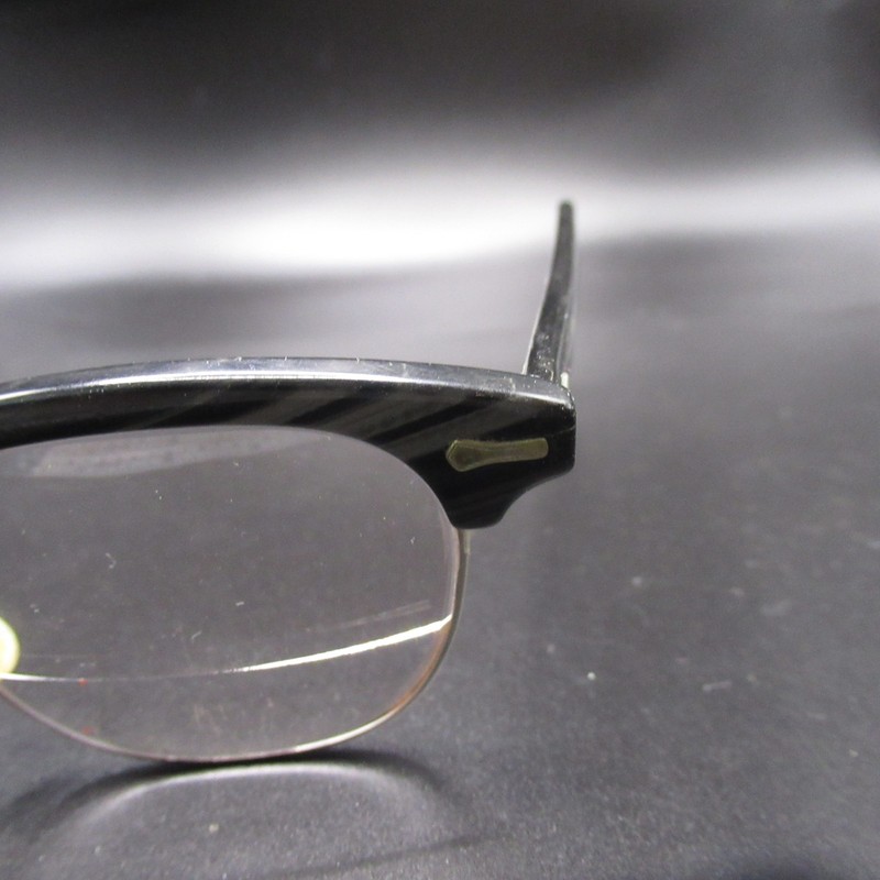 Vintage Shuron Browline Eyeglass Frames 22mm Bifocal Lenses Black Gray Silver gallery
