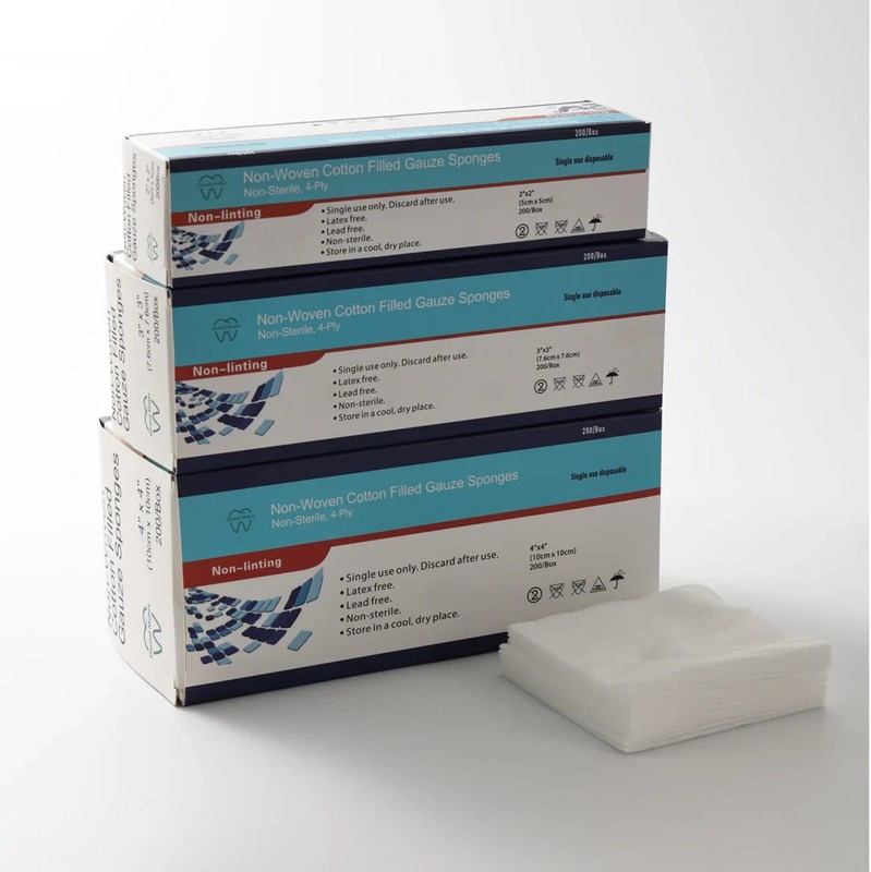 Dental Mates Non-Woven Sponge 2″x2″ 3″x3″ 4″x4″ 200pcs/box Cotton Guaze Sponge