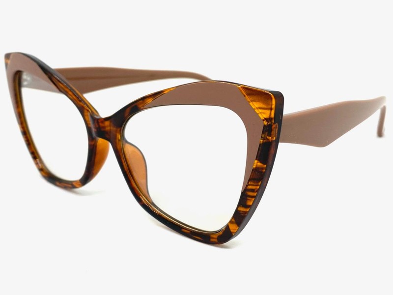 Classy Vintage 60's Retro Cat Eye Style Clear Lens EYE GLASSES Funky Brown Frame gallery