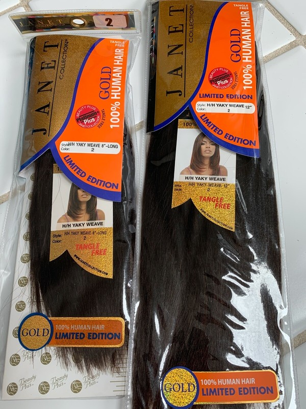 Janet Yaky Weave 100" human Hair. color 1, 1B, 2, 4. Length 8", 10", 12" 14" gallery